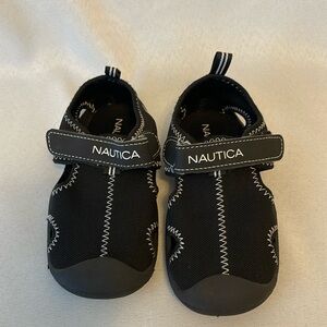 Boys nautical black shoes